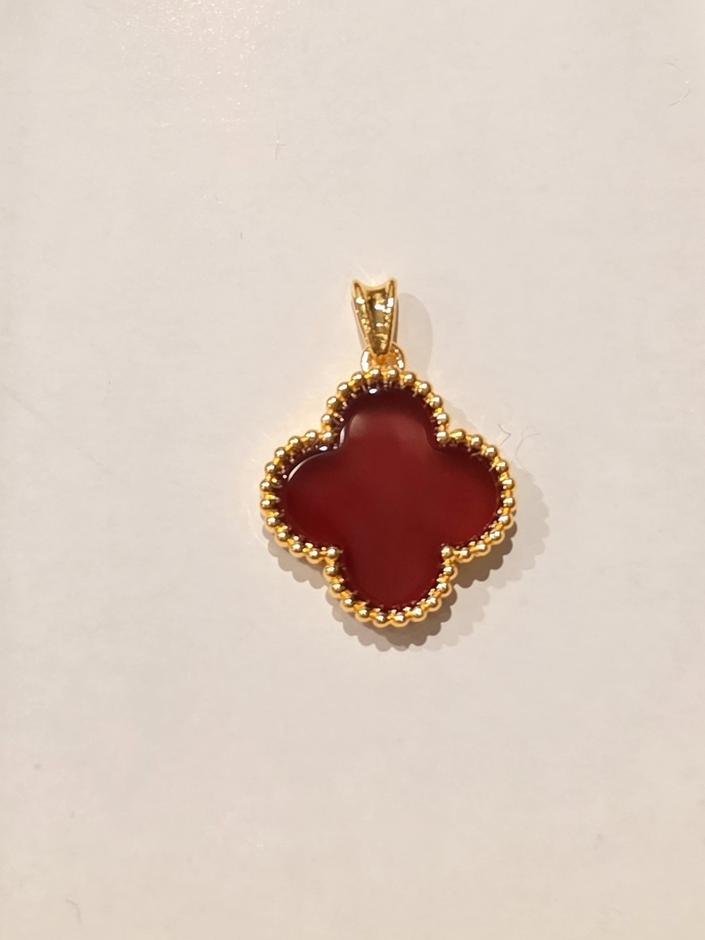💕🍀18K Real Gold Red Clover Pendant💕🍀